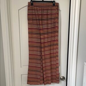 Striped Wide Leg Knit Pants - Rust, Pink + Black